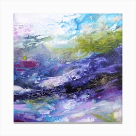 Blue And Green Mountain Abstract  Square Canvas Print