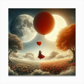 Moon And A Girl Canvas Print