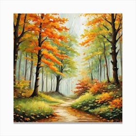 Forest In Autumn In Minimalist Style Square Composition 127 Canvas Print