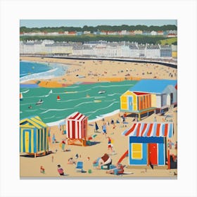 Brighton Beach Series in Style of David Hockney 3 Canvas Print