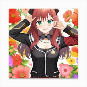 Anime Girl With Flowers Canvas Print