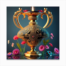 A vase of pure gold studded with precious stones 3 Canvas Print