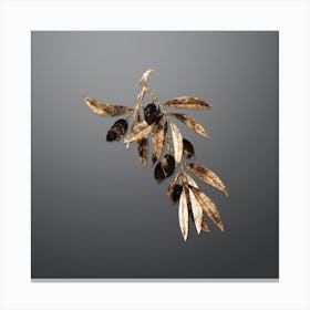 Gold Botanical Olive Tree Branch on Soft Gray n.4781 Canvas Print