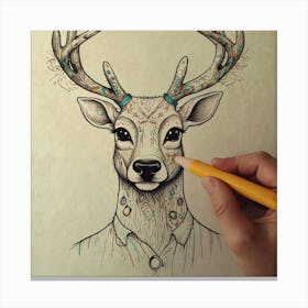 Deer Drawing 20 Canvas Print