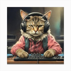 Dj Cat Canvas Print