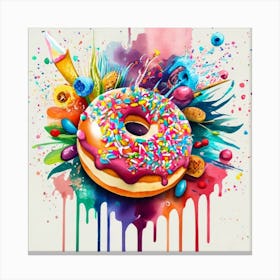 Donuts are an American-origin dessert Watercolor Canvas Print