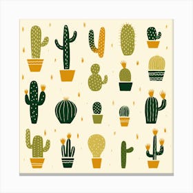 Rizwanakhan Simple Abstract Cactus Non Uniform Shapes Petrol 42 Canvas Print