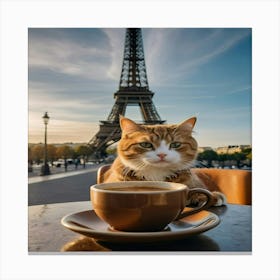 Cat With Eiffel Tower Canvas Print