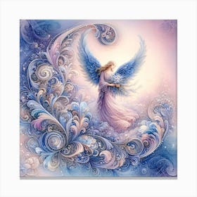 Angel S Apparition With Flowers Pastell Drawing Canvas Print