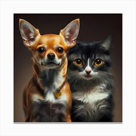 Chihuahua And Cat Canvas Print