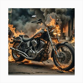 Motorcycle On Fire Canvas Print