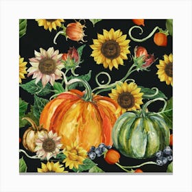 Sunflowers And Pumpkins Canvas Print