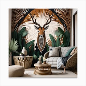 Deer Bohemian Wall Art Canvas Print