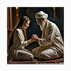 Islamic Couple Praying Canvas Print