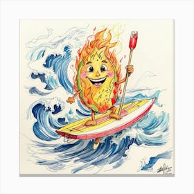 Fire Surfboard Canvas Print