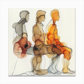 Three People Sitting On A Bench - Line art, abstract art, abstract painting  city wall art, colorful wall art, home decor, minimal art, modern wall art, wall art, wall decoration, wall print colourful wall art, decor wall art, digital art, digital art download, interior wall art, downloadable art, eclectic wall, fantasy wall art, home decoration, home decor wall, printable art, printable wall art, wall art prints, artistic expression, contemporary, modern art print, Canvas Print
