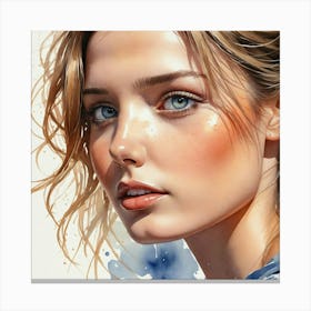 Portrait Of A Girl With Blue Eyes 1 Canvas Print