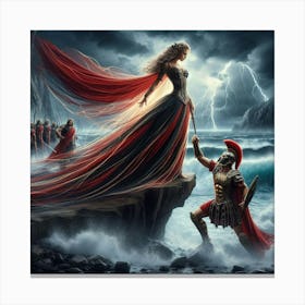 The Woman And The Spartacus Warriors Canvas Print