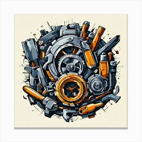 Logo Vector Tools Wrench Hammer Screwdriver Saw Pliers Drill Gear Nuts Bolts Spanner Ch (3) Canvas Print