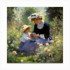 Mother And Child In The Garden 6 Canvas Print