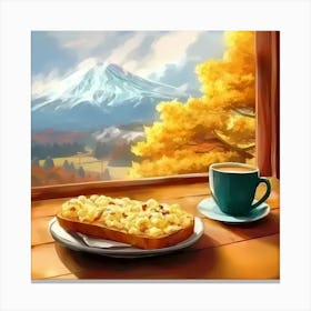 Breakfast With Mountain Fuji Canvas Print