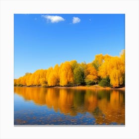 Autumn Trees On A Lake Canvas Print