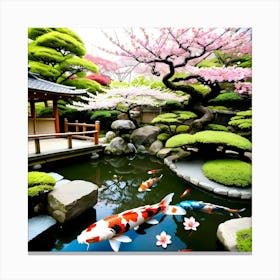 Koi Pond Japanese Canvas Print