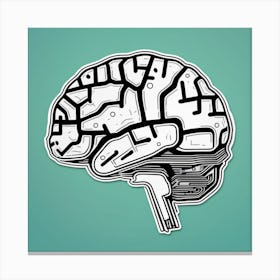 Brain On A Green Background Canvas Print