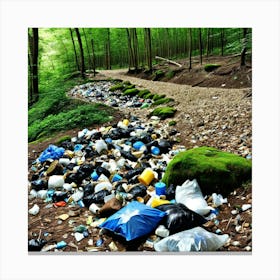 Forest Pollution Garbage Trash Waste Debris Litter Rubbish Environment Ecological Crisis (2) Canvas Print