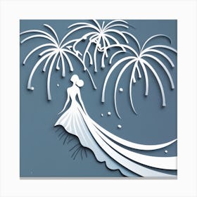 Wedding Dress With Fireworks Canvas Print