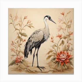 Asian Crane Bird Painting Art Print Canvas Print