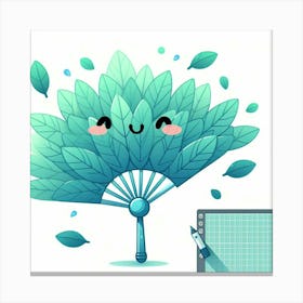 Fan of green-blue transparent leaves, Vector art Canvas Print