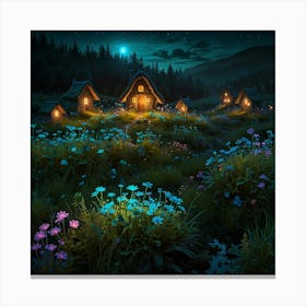 Fairy Village At Night Canvas Print