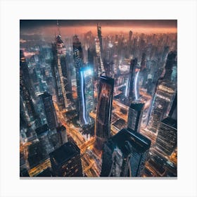 Cityscape At Night Canvas Print