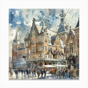 Amsterdam Central Station: Series. Water Colour 5 Canvas Print