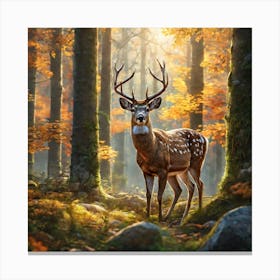 Deer In The Woods 58 Canvas Print