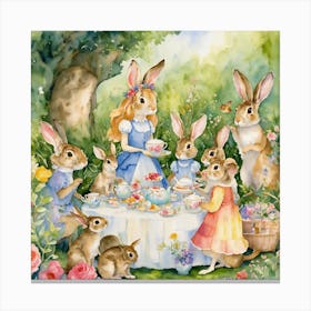 Alice Is Having Tea Party With Hare And Mouse(1) Canvas Print