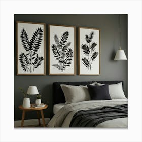 Black And White Ferns Canvas Print