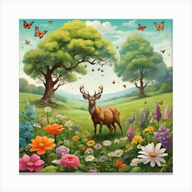 Deer In The Meadow 2 Canvas Print