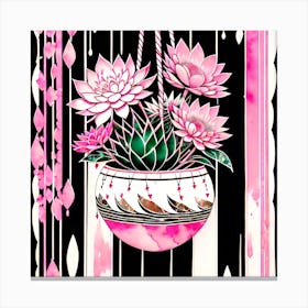 Pink Flowers In A Pot 1 Canvas Print