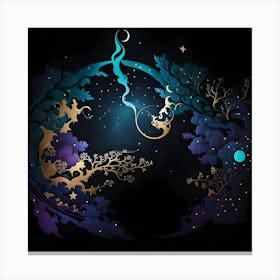 Moon And Stars Canvas Print