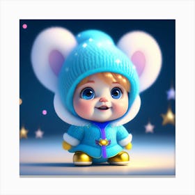 Little Mouse In Blue Coat Canvas Print