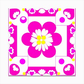 Pink Flower tile, pattern art Canvas Print