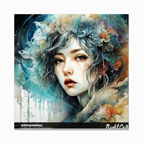 Girl With Flowers Canvas Print