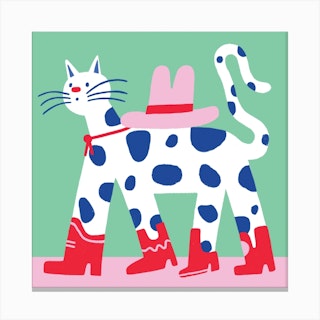 Cowboy Cat Square Canvas Print