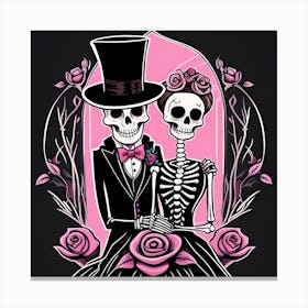 Day Of The Dead Wedding pink Canvas Print