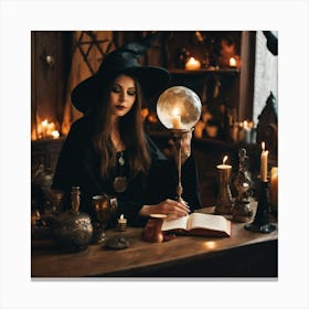 Witch With A Crystal Ball Canvas Print