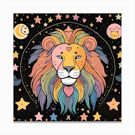 Lion With Stars Canvas Print