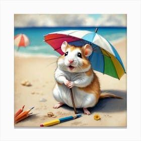 Hamster On The Beach 1 Canvas Print