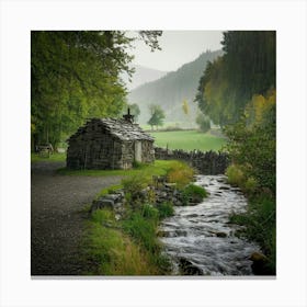 Cottage By The Stream 9 Canvas Print